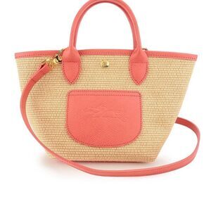 Longchamp Straw Tote Bag – Coral Leather Trim